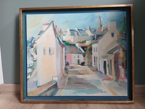 Huile sur toile port breton - sur,