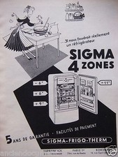 ADVERTISEMENT 1955 SIGMA FRIDGE THERM REFRIGERATOR 4 ZONE - ADVERTISING