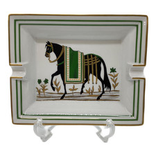Cendrier Hermès Paris assiette cheval noir plat plateau porcelaine cigare...