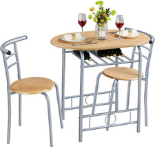 Table De cuisine Ensemble table Salle À manger design 2 Chaises Porte-Bouteilles