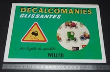 WILLEB SLIPPERY DECALS 1961-1965 OLD CARS AUTOMOBILES BIRDS