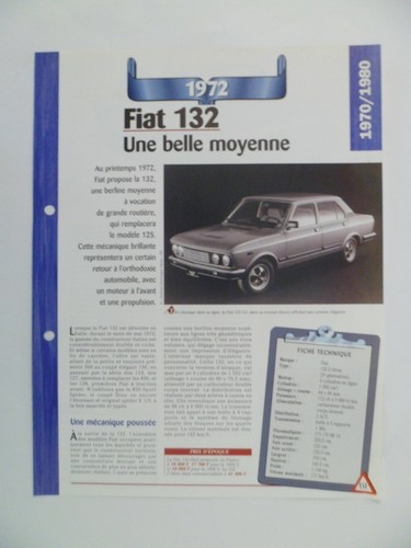 Carte fiche auto fiat 132 - fiche,