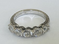 Tacori IV Sterling Silver Five Stone Cubic Zirconia Etched Band Ring Size 8