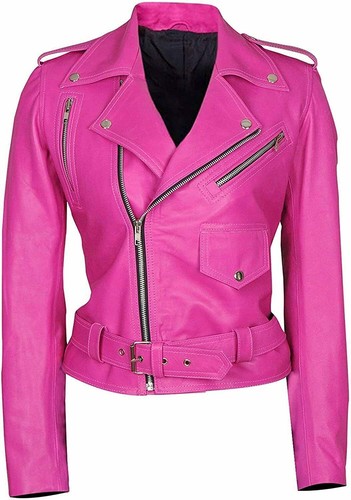 Nouveau blouson cuir rose - cuir,