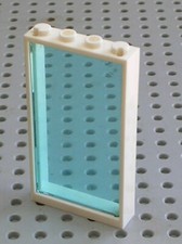 LEGO White Door Frame 60596 Window Door + TrLtBlue Glass ref 57895