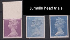 GB 1973 Machin Jumelle imperf undenominated head trials in blue & pale blue,