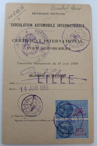 Permis automobile 1955 - automobile, avec