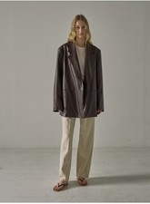 FACADE PATTERN Overfit Leather Jacket Brown  Polyurethane Size S