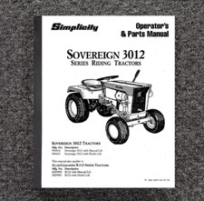 Riding Tractors Operator Inst Maint & P Simplicity Sovereign 3012 & B-112 Series