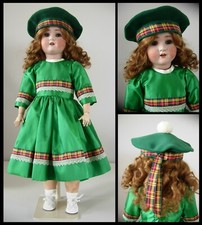 robe & béret poupée ancienne Jumeau SFBJ Halbig dress & hat antique bisque doll