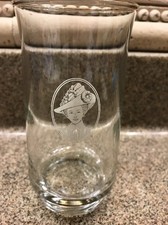  Avon Mrs Albee Representive Clear Glass 5.5" Tumbler White Cameo 22kt Gold Trim