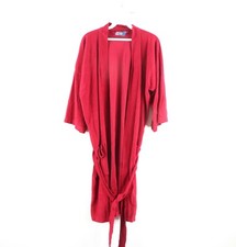 Vtg 70s Rockabilly Mens One Size Belted Chamois Cloth Bath Robe Loungewear Red