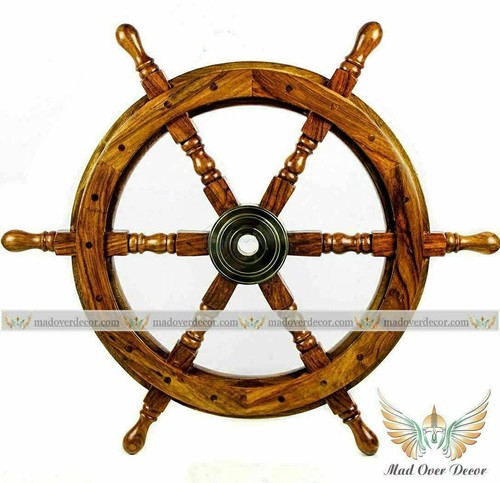 Roue bateau bois marron - de,