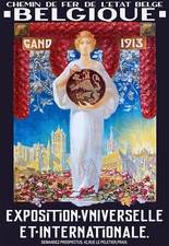 Affiche chemin de fer Belges - Belgique Expo universelle et internationale 1913
