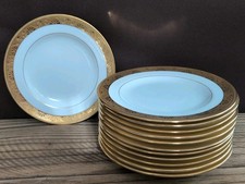 12 Antique MINTON TIFFANY New York Ivory Heavy Gold Saucers (GL7)