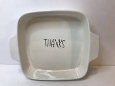 Blue Harbor Baking Casserole Dish Font Reads Thanks White 8x8x2 Square EUC