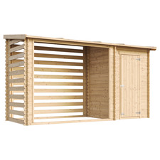 TIMBELA M205 Abri de jardin+ Chalet pour vélos - 348 x 146 cm - 2,54 m2+1,1 m2