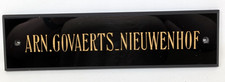Antique Arnoldus Govaerts Nieuwenhof Black Vitrolite Glass Memorial Name Plaque