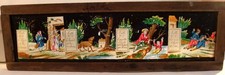 5 Plaques peintes en verre pour lanterne magique, fables, 10,3cm x 34,5cm