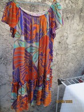 robe AMS'ELLE triacetate polyamide doublée orange vert violet  taille 1 et plus