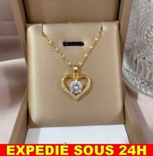✅ Collier Acier Inoxydable Strass Pendentif Coeur Femme Amour Love Bijoux Cadeau