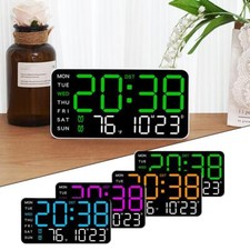 Large Digital Wall Clock Week Date Temperature Display Table LED Alarm Cloc A8E2