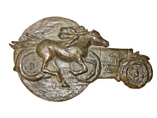Bugatti type 43 Plaque bronze Alain MOITRIER Auto contre Cheval Rallye ancien