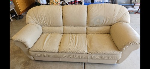 Beige leather sofa - leather, and