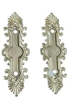 OLD PAIR OF CLEANING PLATE CABINET DRAWER CHEST HANDLE
