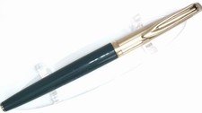 RARE 1960s USA Waterman C/F 1500 Gold & Teal Fountain Pen W/Fine 14K Gold Nib