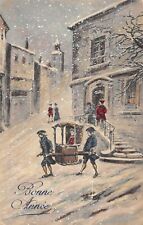 Postcard fantasy / happy new year / illustrator / carrier chair in the snow