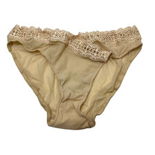 Miriale International Panty Mesh Lace Ribbon Trim Tan Size XL Stretch