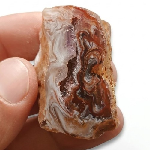 Agate géode motif plume - agate,