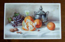 CPSM STILL LIFE PAINTER teapot glass plate grapes nuts orange hazelnuts