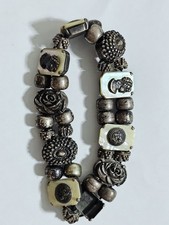 Antique Vintage Silver And Mother of Pearl Bracelet