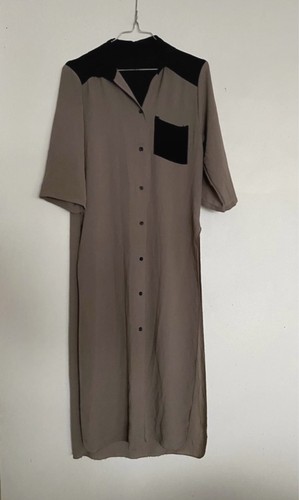 Robe chemise longue taupe - , et