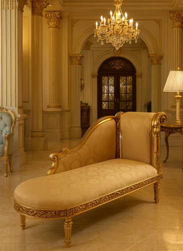 Luxury gold leaf chaise - gold, lounge