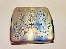 Ancien Argent Sterling Chinois Dragon Cigarette Étui 3 1/4 x 8.3cm 6602/3