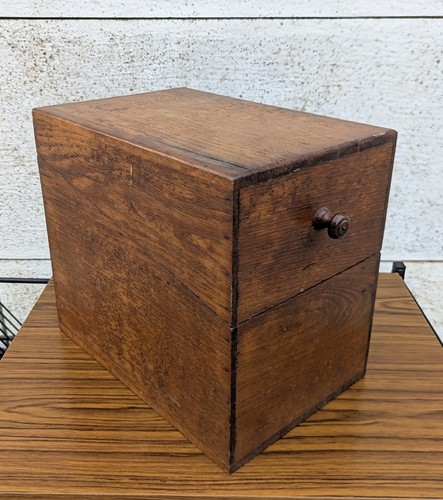 Ancienne boite fiches bois - boite,