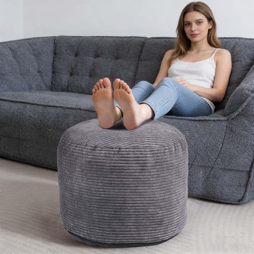 Dark grey round corduroy floor - round,