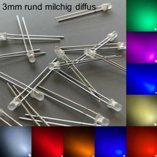 3mm LEDs round milky diffuse all colors incl. resistors light-emitting diodes LED 3mm