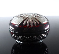 ART DECO CANDY BOWL SUGAR BOWL CRYSTAL GLASS DOUBLE SIZE BURGUNDY BOHEMIAN