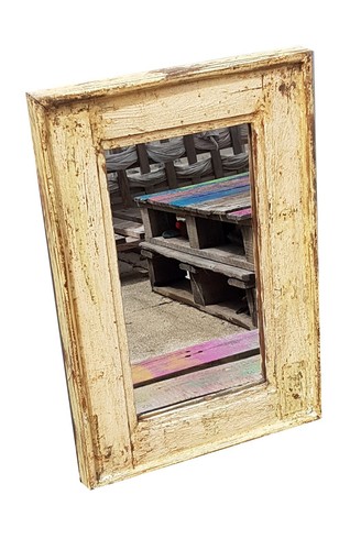 Miroir blanc bois vieux - bois, teck