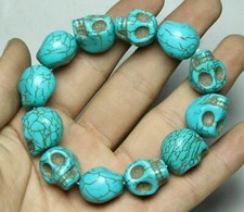 Hongshan Culture Old Jade Human Skull Bracelet Head Hand Chain