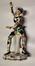 Rare Vintage 1950's  Porcelain Masquerade Harlequin / Jester Dancer Figurine