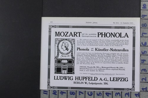 1907 music phonola mozart - 1907,