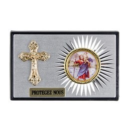 Plaque auto croix - +,