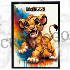 🎨 Cadre + Affiche Personnalisée – Prénom au Choix – Le Roi Lion Disney – 24x32 