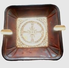 Brazilian leather and copper ashtray signed by RIO 13.5cmX13.50cm