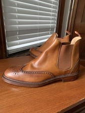 NEW| CROCKETT & JONES BROOKS BROTHERS 9.5D TAN GRAIN WINGTIP CHELSEA BOOTS 9.5 D